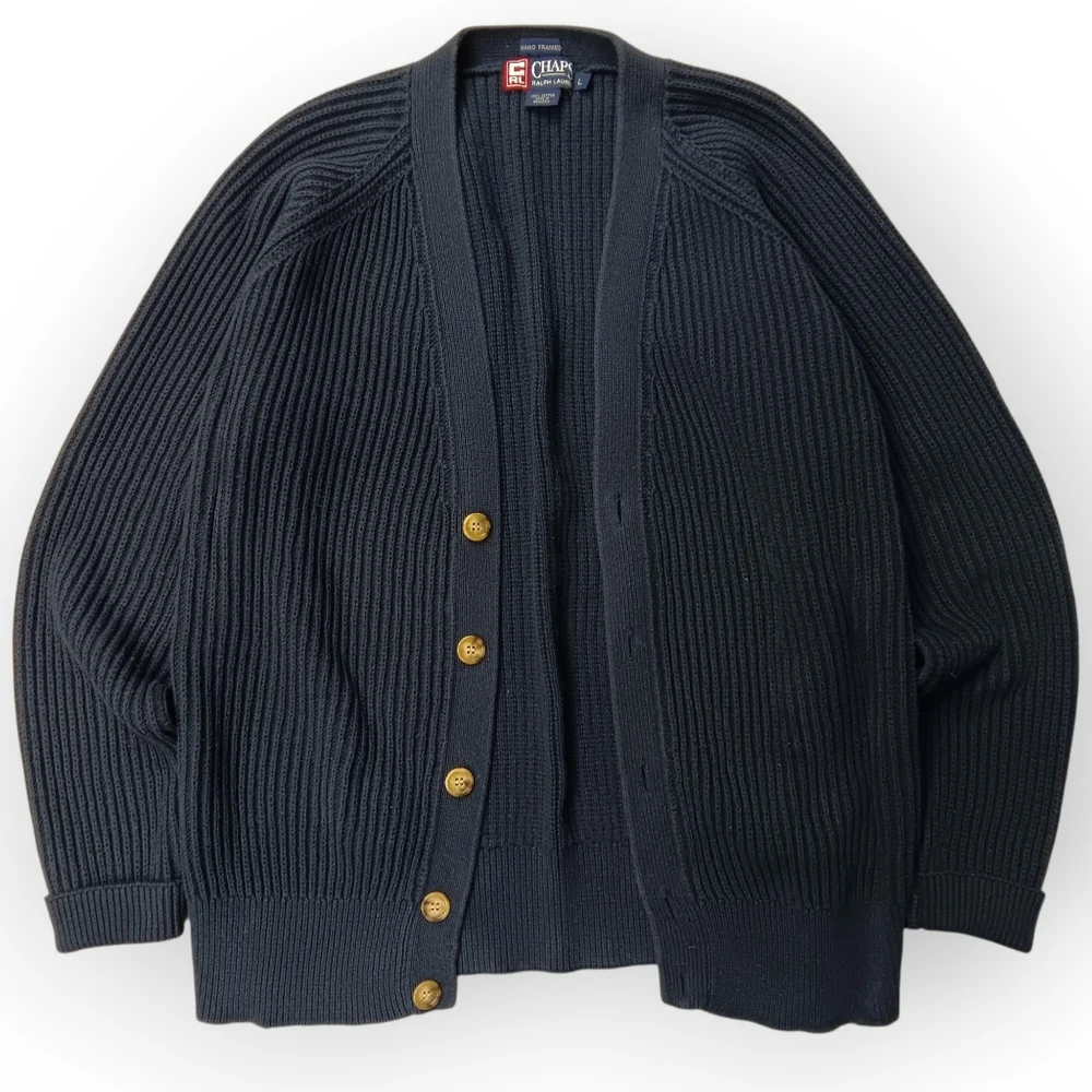 Ralph Lauren Chaps Y2k Men's Navy Cardigan Sweater - L - Picture 1 of 3